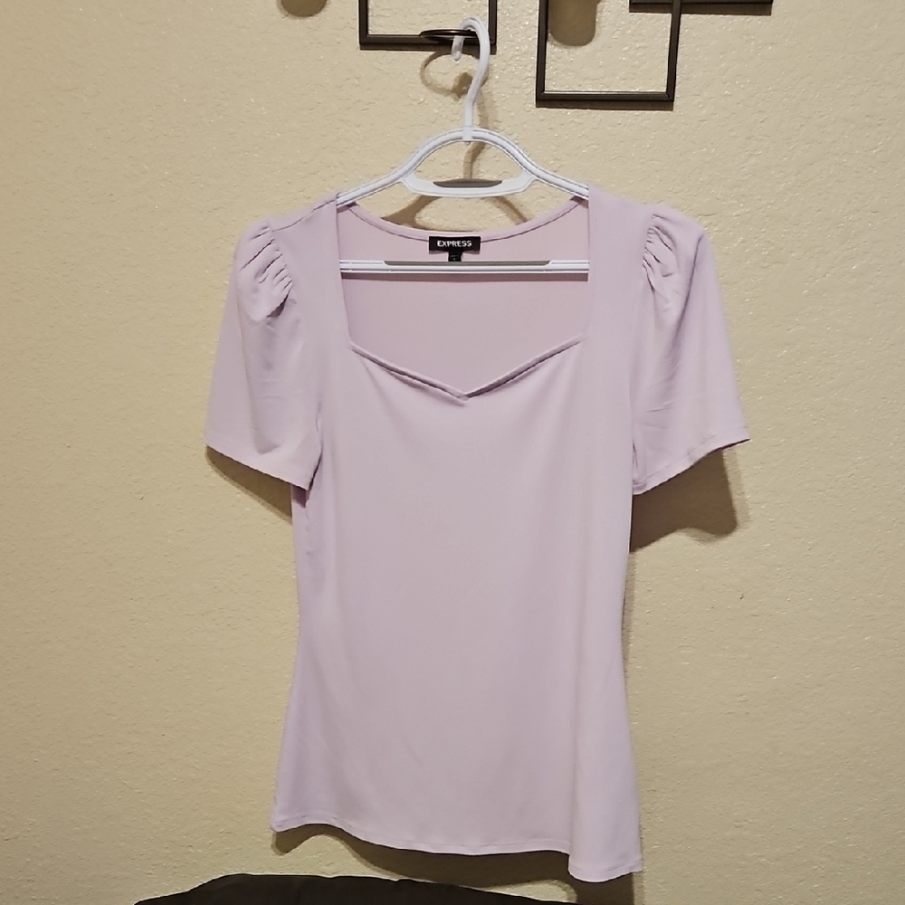 Express Light Pink Bodycon Blouse - Size M - Chic & Flattering